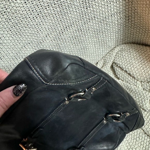 COACH EAST WEST GALLERY BLACK LEATHER SILVER HARDWARE LARGE TOTE - Picture 5 of 13